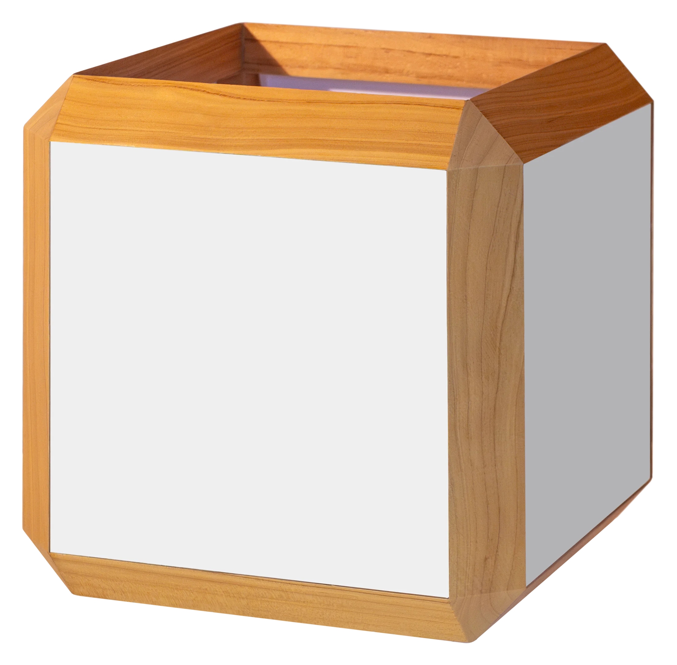 Luminaire Barrawel, modèle Keremma en vernis mat naturel. Suspension en bois et papier pour décoration intérieure 23 x 23 x 23 cm.
