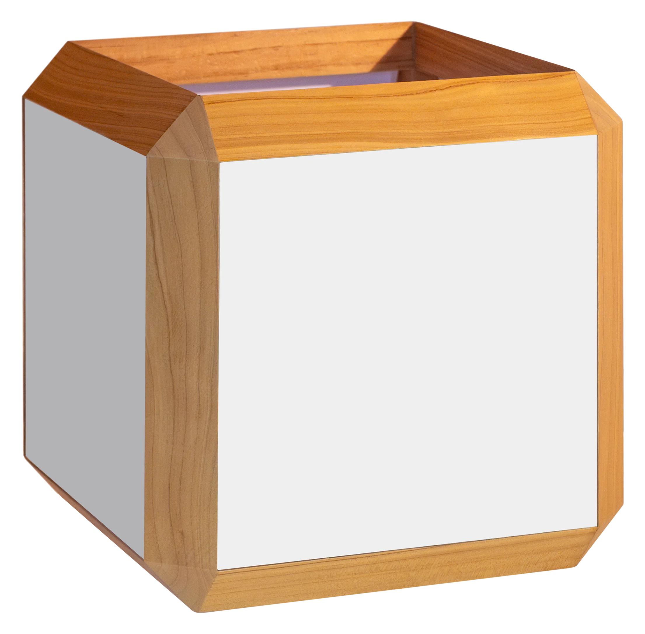 Luminaire Barrawel, modèle Keremma en vernis mat naturel. Suspension en bois et papier pour décoration intérieure 23 x 23 x 23 cm.